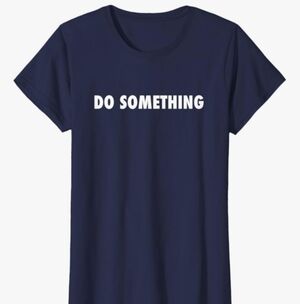 New Port & Company Women's Navy Blue Motivational Cotton Graphic Tee L